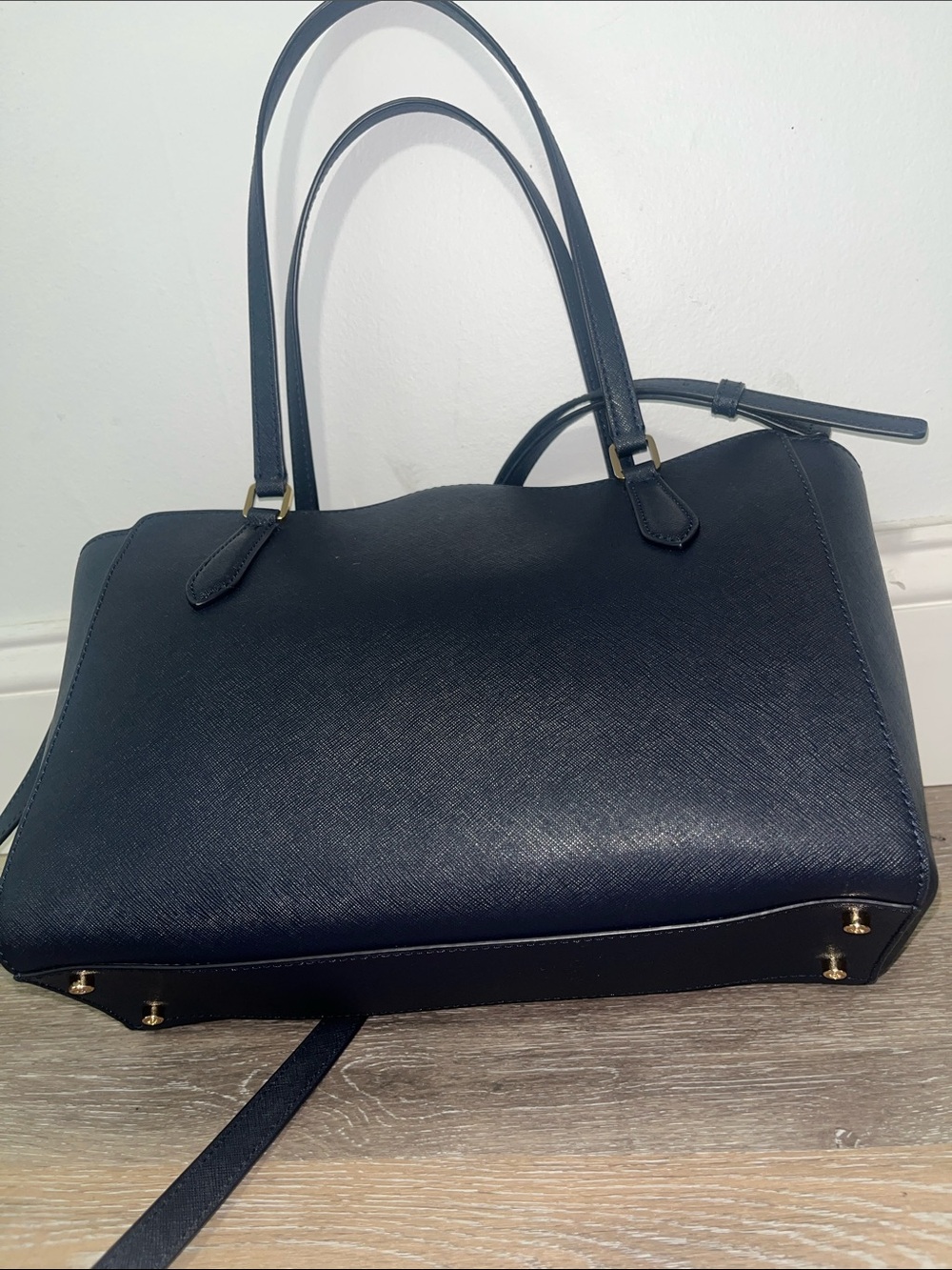 Tory Burch Navy Saffiano Tote with Gold Hardware - Picture 5 of 16